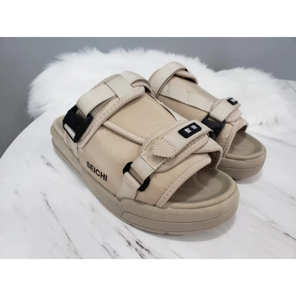 NEW MENS 11 Seichi Yoroi V2 Sandals Tan Slip On Open Toe Platform Slide Eby2911